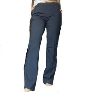 (Uniqlo) Pin-stripe boot cut slacks in navy stripes